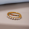 Wholesale Unisex Geometric Ferris Wheel Inlaid Colored Zircon Row Drill Ring With Imitation Pearls Titanium Steel Gold Plated Jewelry