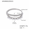 Wholesale Unisex Geometric Ferris Wheel Inlaid Colored Zircon Row Drill Ring With Imitation Pearls Titanium Steel Gold Plated Jewelry