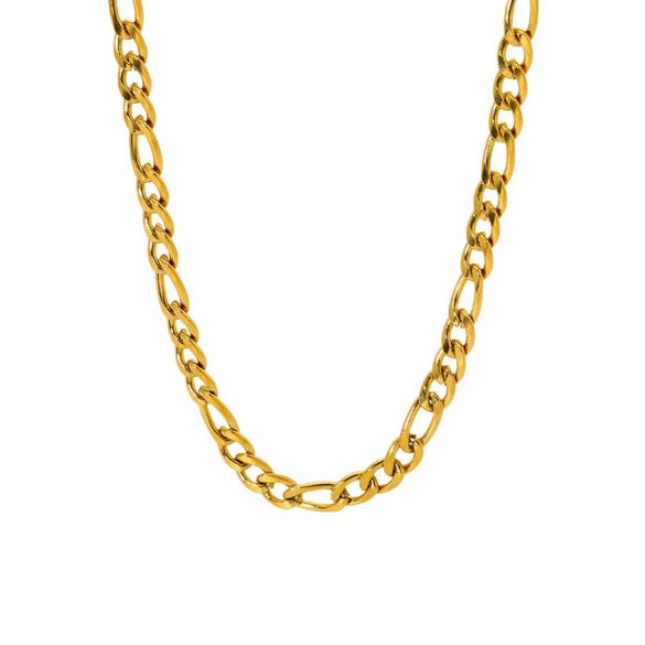 Wholesale Unisex Geometric Figaro Chain Stainless Steel And Titanium Steel Necklace With 18K Gold Electroplating