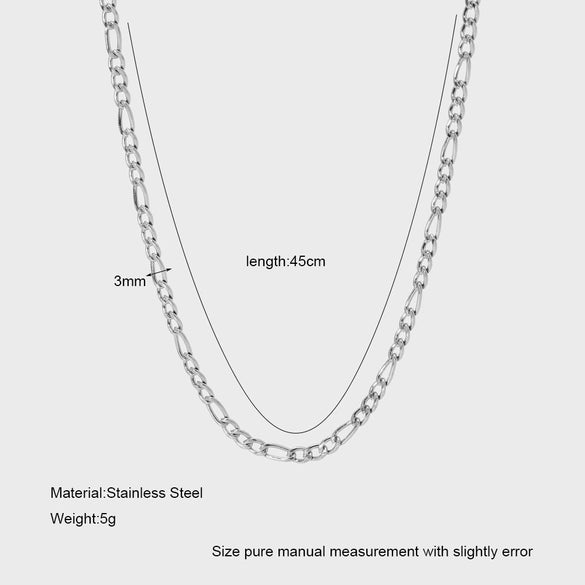 Wholesale Unisex Geometric Figaro Chain Stainless Steel And Titanium Steel Necklace With 18K Gold Electroplating