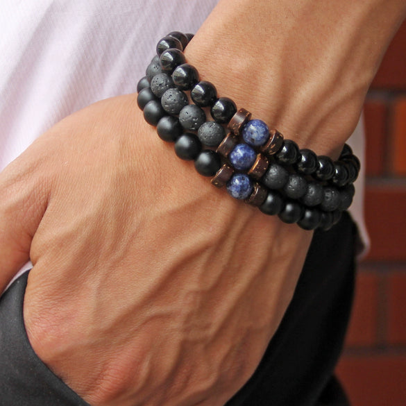 Wholesale Unisex Geometric Handmade Volcanic Stone Bracelet