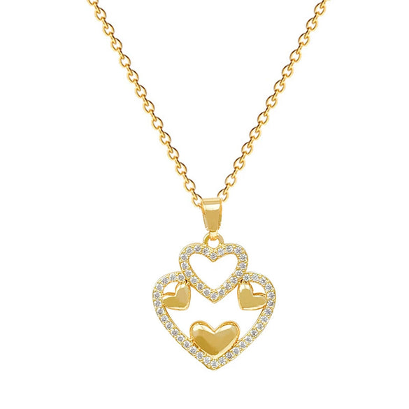 Wholesale Unisex Geometric Hollow Double Layer Heart Stainless Steel And Copper Necklace With Cartoon And Minimalist Style