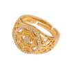 Wholesale Unisex Geometric Hollow Electroplated Inlaid Zircon Copper And Titanium Steel Ring