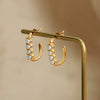 Wholesale Unisex Geometric Inlaid High Gloss Beading Design Gold Plated Titanium Steel U Shaped Earrings