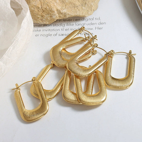 Wholesale Unisex Geometric Ins Style Gold Plated Titanium Steel Ushaped Earrings