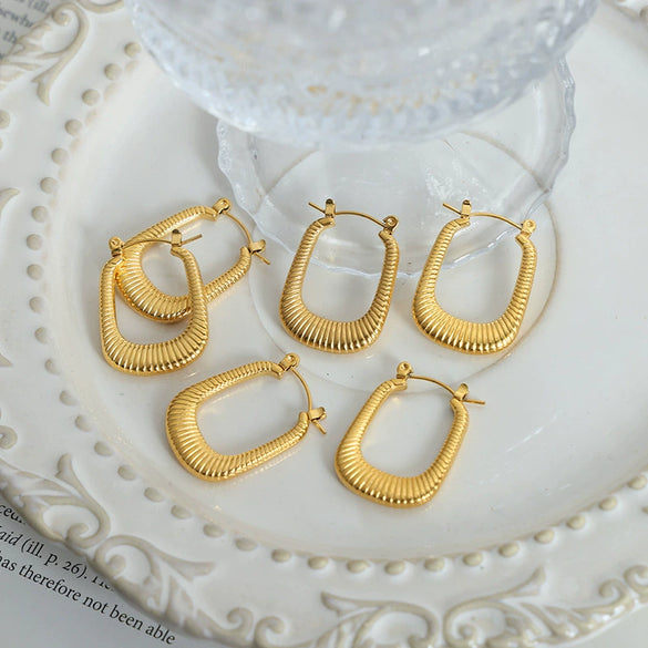 Wholesale Unisex Geometric Ins Style Gold Plated Titanium Steel Ushaped Earrings
