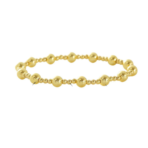 Wholesale Unisex Geometric Ins Style Round Bead Crossshaped Copper Goldplated Bracelet Set
