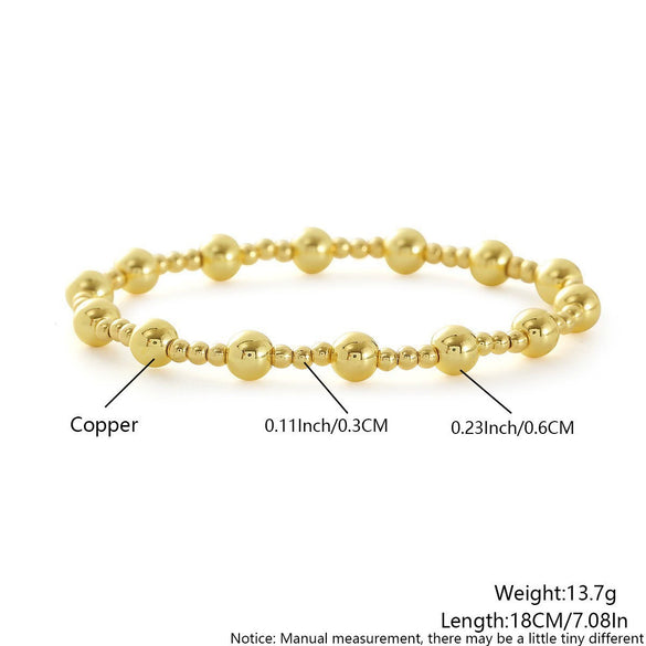 Wholesale Unisex Geometric Ins Style Round Bead Crossshaped Copper Goldplated Bracelet Set