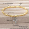 Wholesale Unisex Geometric Ins Style Round Bead Crossshaped Copper Goldplated Bracelet Set