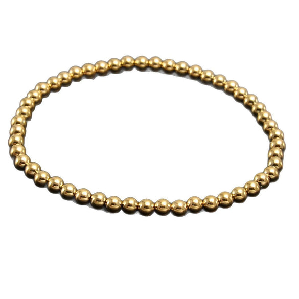 Wholesale Unisex Geometric Ins Style Stainless Steel Vacuum Goldplated Elastic Beaded Bracelet