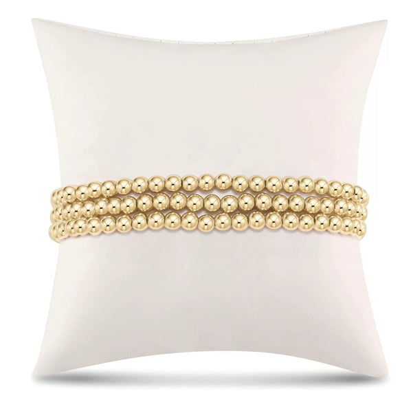Wholesale Unisex Geometric Ins Style Stainless Steel Vacuum Goldplated Elastic Beaded Bracelet