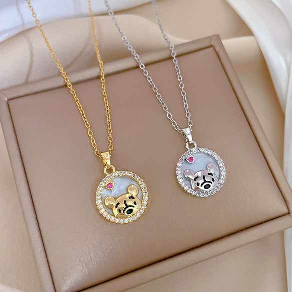 Wholesale Unisex Geometric Light Luxury Full Diamond Necklace With Titanium Steel And Copper Pendant