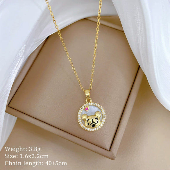 Wholesale Unisex Geometric Light Luxury Full Diamond Necklace With Titanium Steel And Copper Pendant