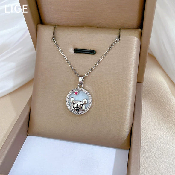 Wholesale Unisex Geometric Light Luxury Full Diamond Necklace With Titanium Steel And Copper Pendant