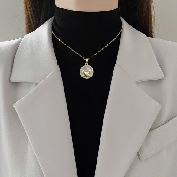 Wholesale Unisex Geometric Light Luxury Full Diamond Necklace With Titanium Steel And Copper Pendant