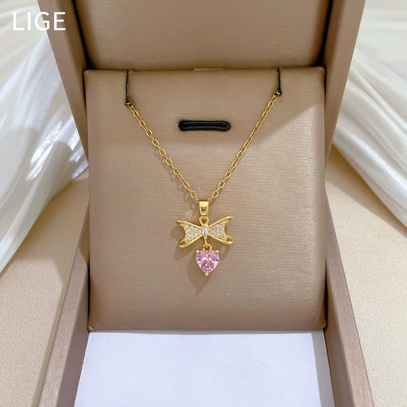 Wholesale Unisex Geometric Light Luxury Stainless Steel Copper Pendant Necklace With Picture Style Chain