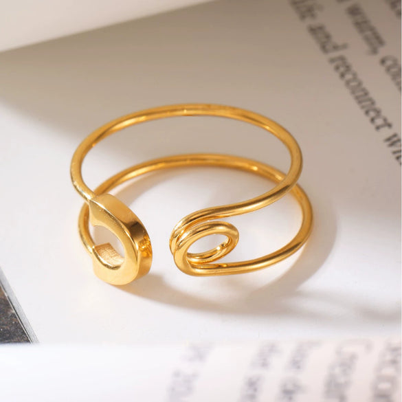 Wholesale Unisex Geometric Light Luxury Style Electroplated Titanium Steel Ferris Wheel Pin Opening Ring Tail Ring