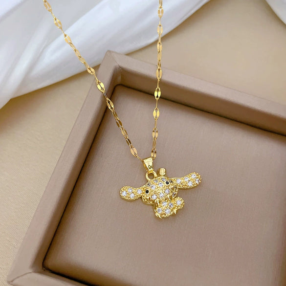 Wholesale Unisex Geometric Light Luxury Style Stainless Steel And Copper Full Diamond Necklace