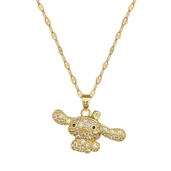 Wholesale Unisex Geometric Light Luxury Style Stainless Steel And Copper Full Diamond Necklace
