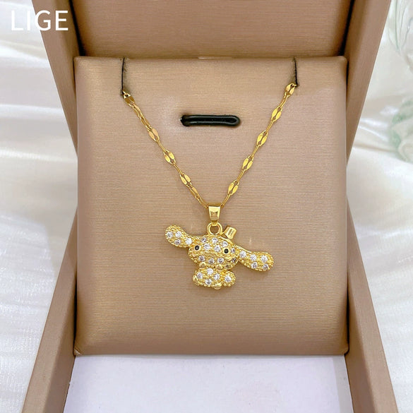 Wholesale Unisex Geometric Light Luxury Style Stainless Steel And Copper Full Diamond Necklace