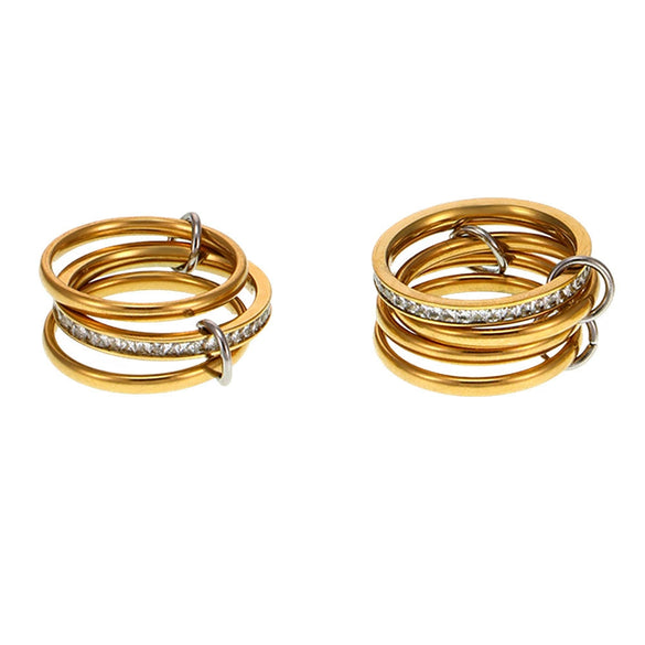 Wholesale Unisex Geometric Light Luxury Style Titanium Steel Gold Plated Ferris Wheel Ring