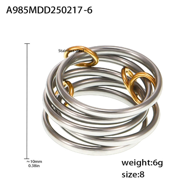Wholesale Unisex Geometric Light Luxury Style Titanium Steel Gold Plated Ferris Wheel Ring