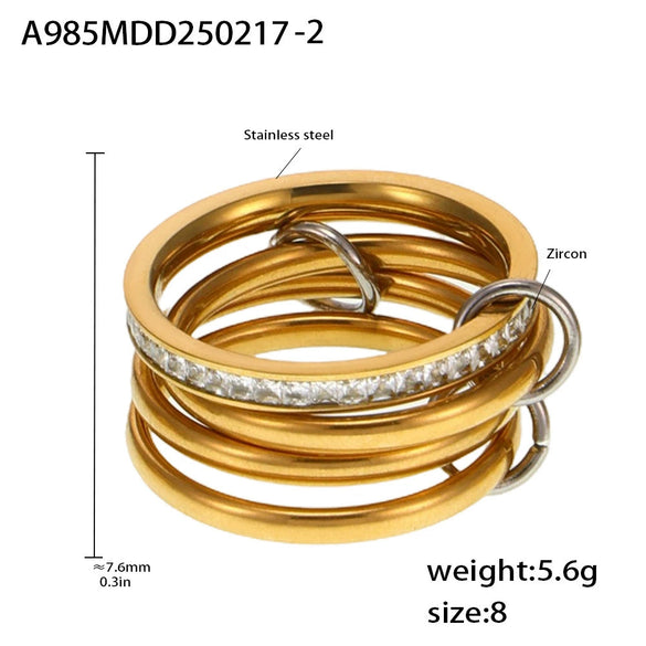 Wholesale Unisex Geometric Light Luxury Style Titanium Steel Gold Plated Ferris Wheel Ring