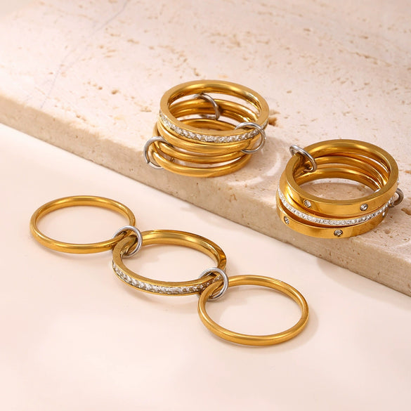 Wholesale Unisex Geometric Light Luxury Style Titanium Steel Gold Plated Ferris Wheel Ring