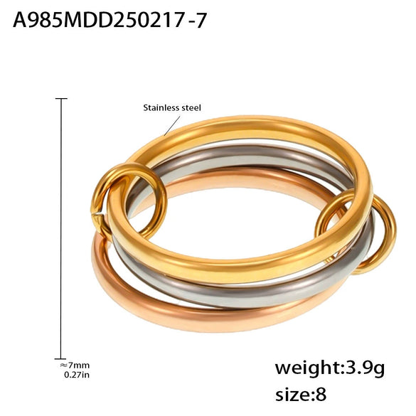 Wholesale Unisex Geometric Light Luxury Style Titanium Steel Gold Plated Ferris Wheel Ring