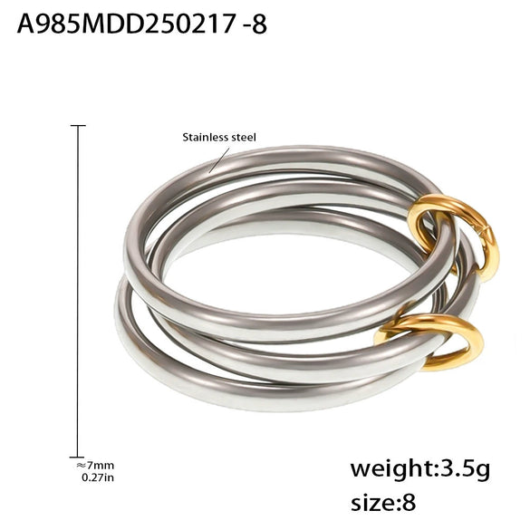 Wholesale Unisex Geometric Light Luxury Style Titanium Steel Gold Plated Ferris Wheel Ring