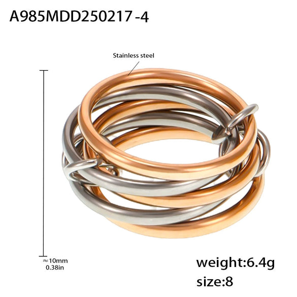 Wholesale Unisex Geometric Light Luxury Style Titanium Steel Gold Plated Ferris Wheel Ring