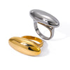 Wholesale Unisex Geometric Oval Curved Stainless Steel Ring With Electroplating Treatment