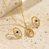 Wholesale Unisex Geometric Oval Flower Eye Zircon Stainless Steel Electroplated Necklace