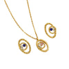 Wholesale Unisex Geometric Oval Flower Eye Zircon Stainless Steel Electroplated Necklace