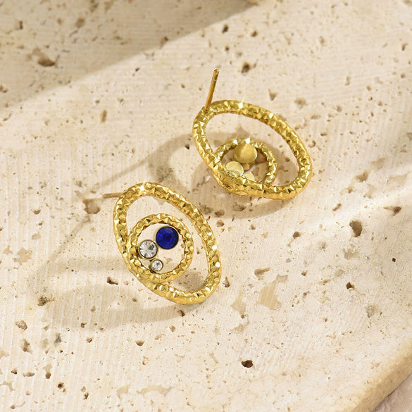 Wholesale Unisex Geometric Oval Flower Eye Zircon Stainless Steel Electroplated Necklace