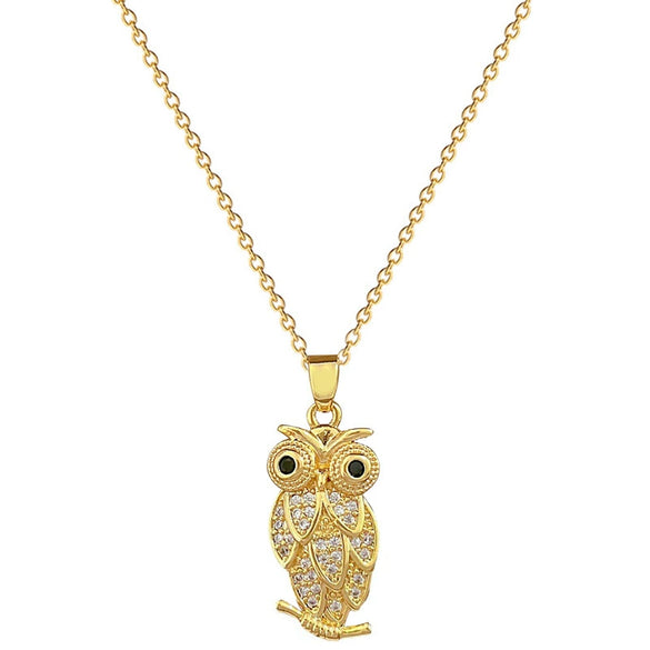 Wholesale Unisex Geometric Owl Full Diamond Necklace Made Of Stainless Steel And Copper