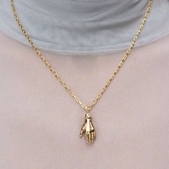 Wholesale Unisex Geometric Palm Coin Pendant Necklace With Oshaped Chain Gold Plated Copper And Titanium Steel