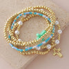 Wholesale Unisex Geometric Pattern Goldplated Copper Beaded Bracelet With Cross Pendant