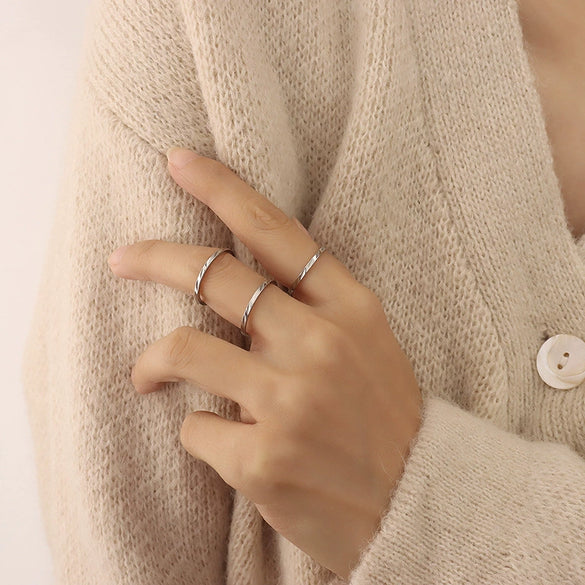 Wholesale Unisex Geometric Pattern Simple Ring Titanium Steel 18K Gold Plated Jewelry