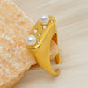 Wholesale Unisex Geometric Personality Style Pearl Pattern Stainless Steel Electroplated Ring