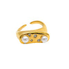 Wholesale Unisex Geometric Personality Style Pearl Pattern Stainless Steel Electroplated Ring