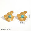 Wholesale Unisex Geometric Real Gold Plated Ruffled Natural Stone Stainless Steel Open Ring That Does Not Fade