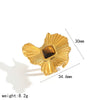 Wholesale Unisex Geometric Real Gold Plated Ruffled Natural Stone Stainless Steel Open Ring That Does Not Fade