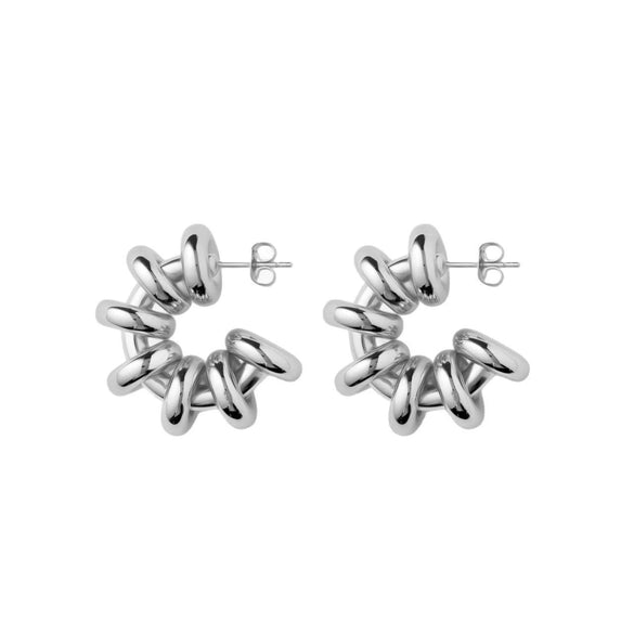 Wholesale Unisex Geometric Ringshaped Electroplated Wooden And Stainless Steel Cring Earrings