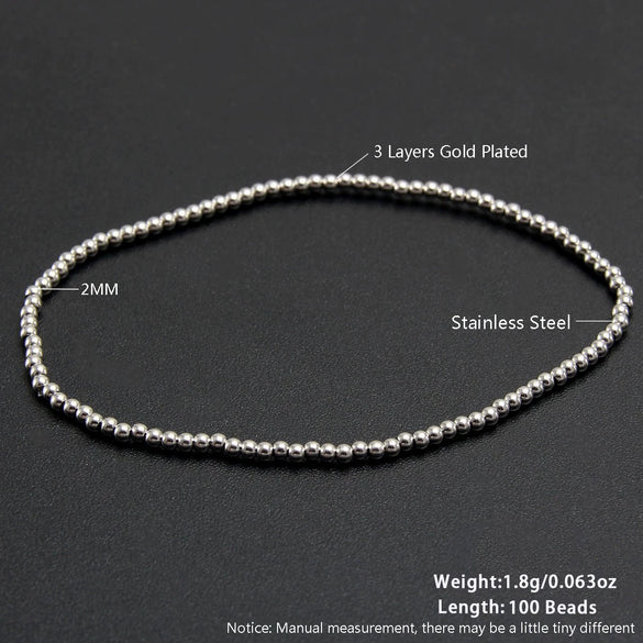 Wholesale Unisex Geometric Round Bead Stainless Steel Electroplated Handmade Beaded Bracelet Set