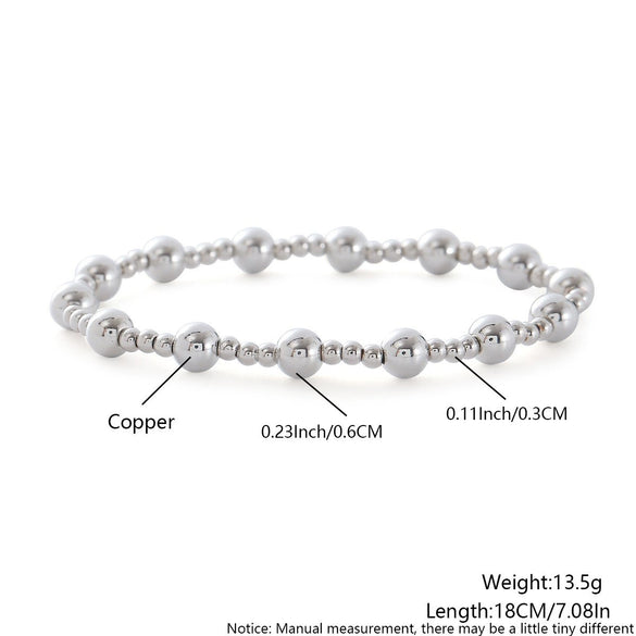 Wholesale Unisex Geometric Round Beads Copper Electroplated Bracelet With Cross Pendant