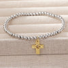 Wholesale Unisex Geometric Round Beads Copper Electroplated Bracelet With Cross Pendant