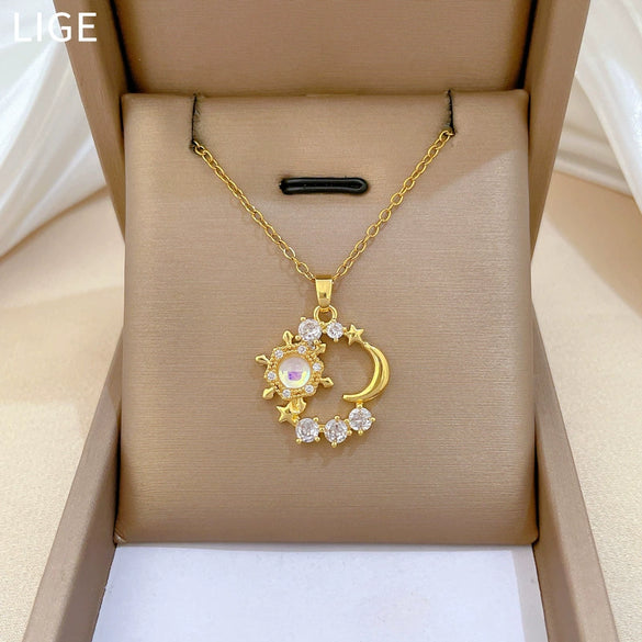 Wholesale Unisex Geometric Stainless Steel And Copper Cartoon Minimalist Necklace