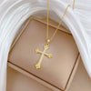 Wholesale Unisex Geometric Stainless Steel And Copper Cross Full Diamond Necklace