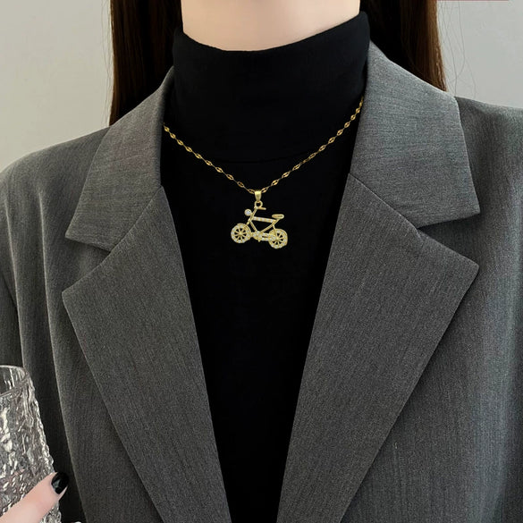 Wholesale Unisex Geometric Stainless Steel And Copper Diamond Necklace With Picture Paragraph Chain